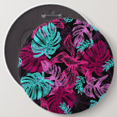 Fluorescente tropische palmbladeren ronde button 6,0 cm (Voorkant /achterkant)