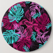 Fluorescente tropische palmbladeren ronde button 6,0 cm (Voorkant)