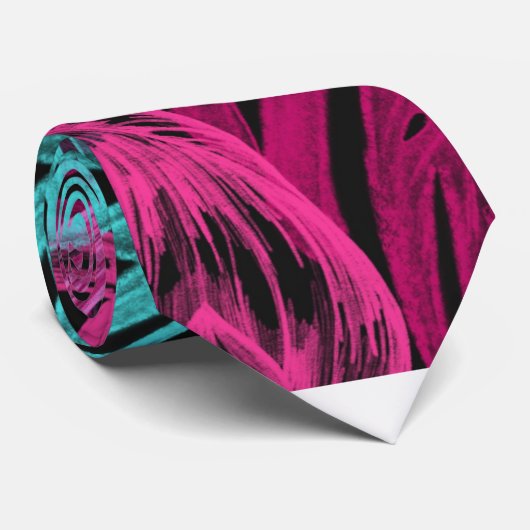 Fluorescente tropische palmbladeren stropdas (Opgerold)