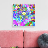 Fluorescerend Blauw, Lavendel & Geel Canvas Afdruk (Insitu (Woonkamer))