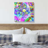 Fluorescerend Blauw, Lavendel & Geel Canvas Afdruk (Insitu (Slaapkamer))