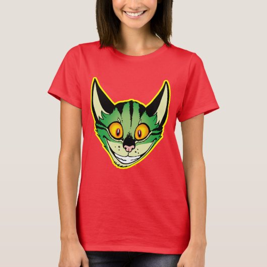 Fluorescerend Cartoon Kat Vrouwen T-Shirt (Voorkant)