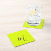 Fluorescerend geel - Chic monogram Kartonnen Onderzetters (Insitu)