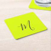 Fluorescerend geel - Chic monogram Kartonnen Onderzetters (Schuin)