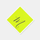 Fluorescerend geel - Chic monogram Servet (Hoek)