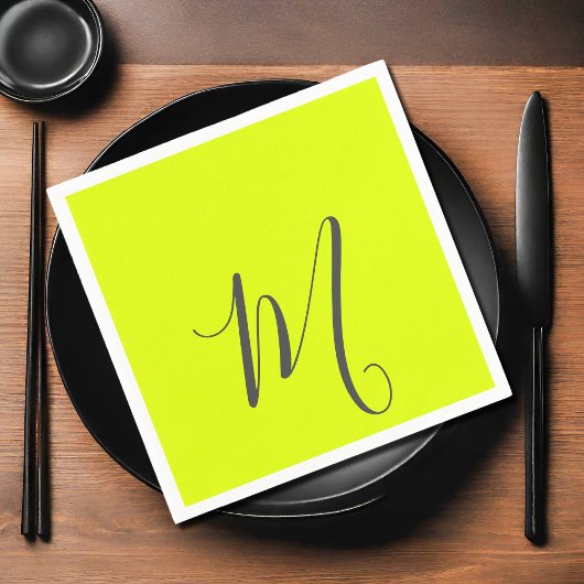 Fluorescerend geel - Chic monogram Servet