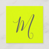 Fluorescerend geel - Chic monogram Vierkante Visitekaartje (Voorkant)