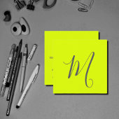 Fluorescerend geel - Chic monogram Vierkante Visitekaartje