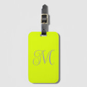 Fluorescerend geel - elegant monogram bagagelabel (Voorkant (verticaal))