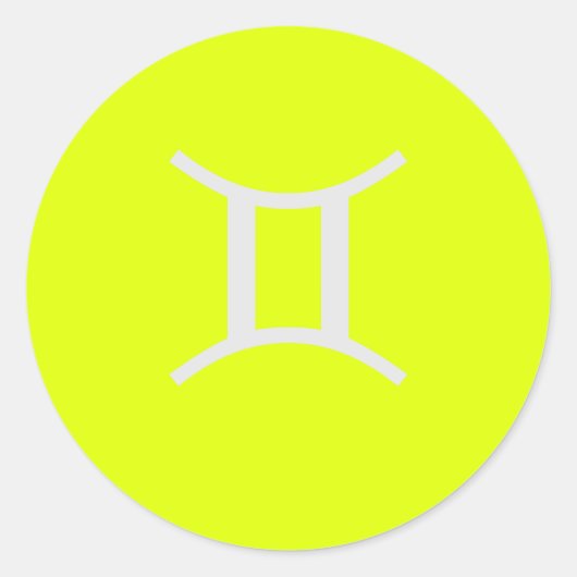 fluorescerend geel - Gemini Ronde Sticker (Voorkant)