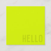 fluorescerend geel - HALLO Vierkante Visitekaartje (Voorkant)