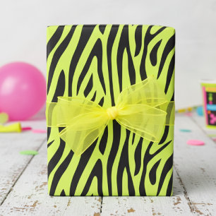 Fluorescerend Geel Klein Zebraprint Cadeaupapier