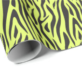 Fluorescerend Geel Klein Zebraprint Cadeaupapier (Rol Hoek)
