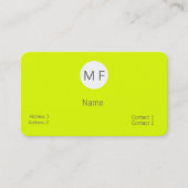 fluorescerend geel met monogram visitekaartje (Voorkant)