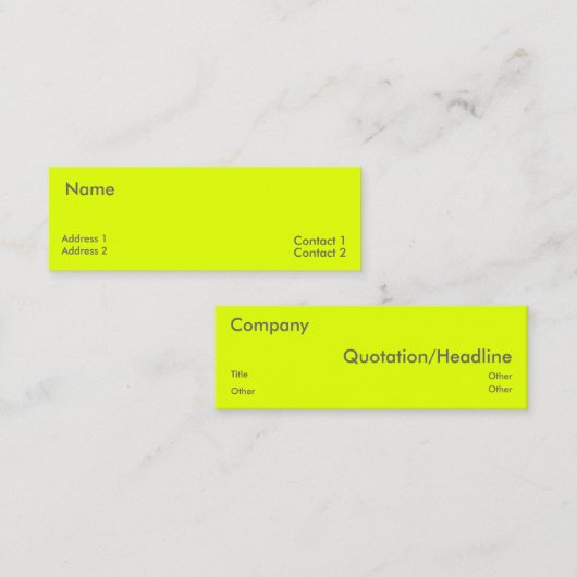 fluorescerend geel mini visitekaartje (Voorkant / Achterkant)
