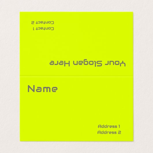 Fluorescerend geel modern visitekaartje (Buitenkant ongevouwen)