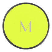 fluorescerend geel - monogram toevoegen hockey puck (Voorkant)