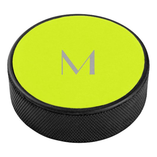 fluorescerend geel - monogram toevoegen hockey puck (3/4)