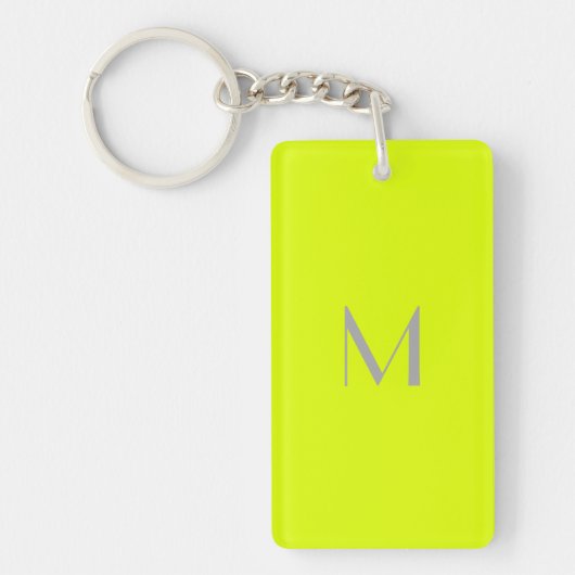 fluorescerend geel - monogram toevoegen sleutelhanger (Voorkant)