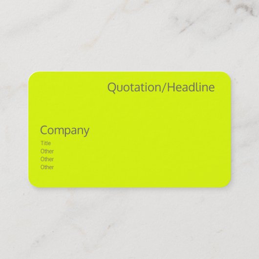 fluorescerend geel monogramma visitekaartje (Achterkant)