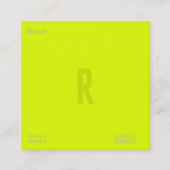 fluorescerend geel - vet aangepast monogram vierkante visitekaartje (Voorkant)