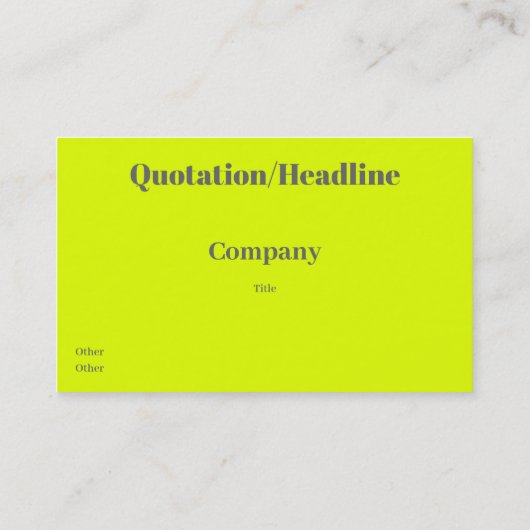fluorescerend geel vet visitekaartje (Achterkant)