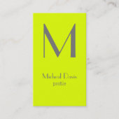 fluorescerend geel - vetgedrukt monogram visitekaartje (Voorkant)