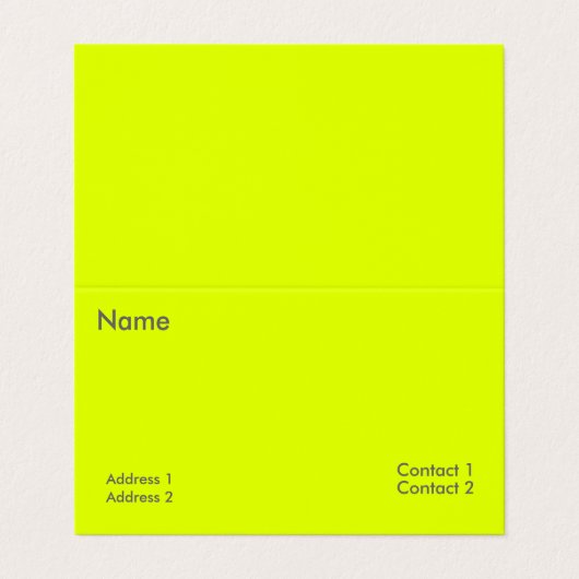fluorescerend geel visitekaartje (Buitenkant ongevouwen)