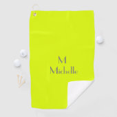 fluorescerend geel - voeg monogram toe & noem golf golfhanddoek (Insitu)