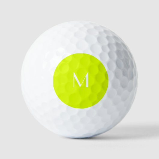 fluorescerend geel - wit monogram golfballen (Voorkant)
