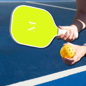 Fluorescerend geel - wit monogram pickleball paddle