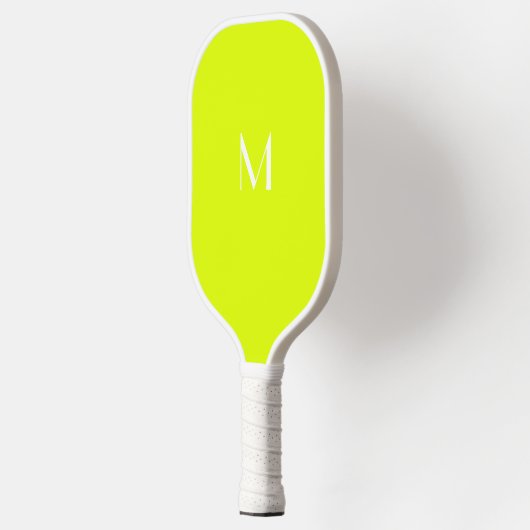 Fluorescerend geel - wit monogram pickleball paddle (Links)