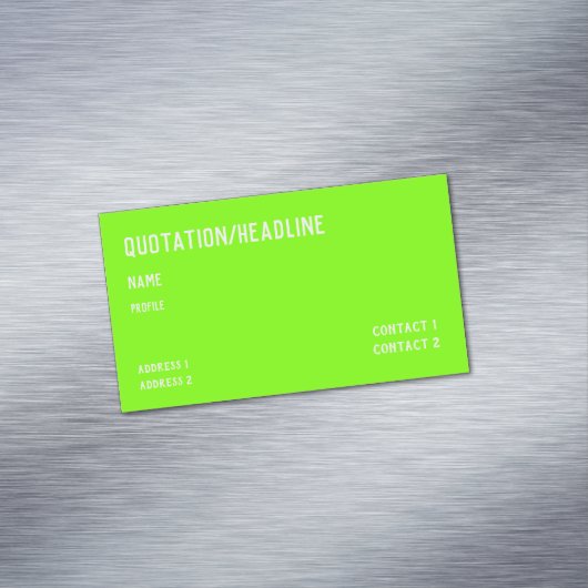 fluorescerend groen magnetisch visitekaartje (Voorbeeld)