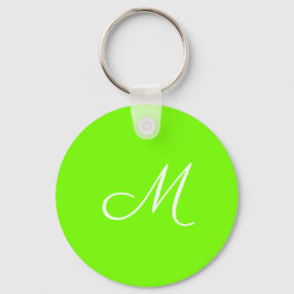 fluorescerend groen - met monogram sleutelhanger