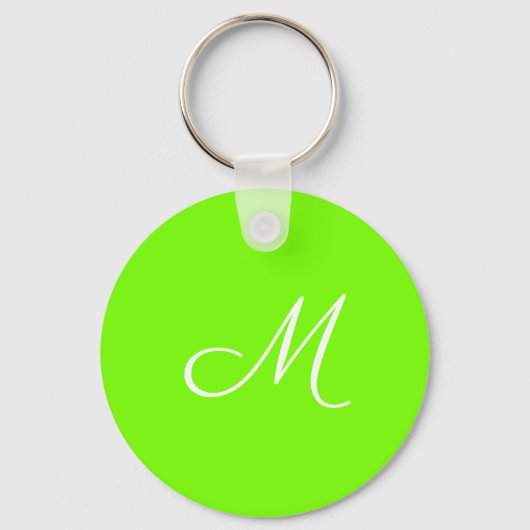 fluorescerend groen - met monogram sleutelhanger (Voorkant)