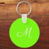 fluorescerend groen - met monogram sleutelhanger (Voorkant)