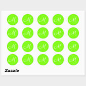 fluorescerend groen - monogrammen ronde sticker (Vel)