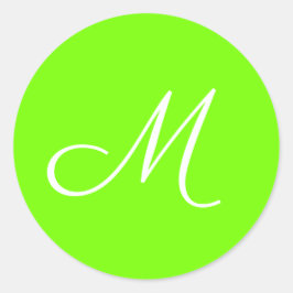 fluorescerend groen - monogrammen ronde sticker