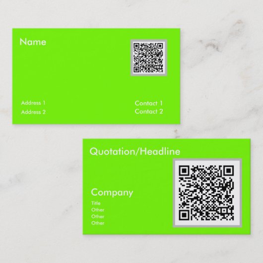fluorescerend groen - QR-code Visitekaartje (Voorkant / Achterkant)