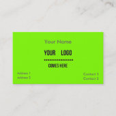 fluorescerend groen - vaste kleur - voeg logo toe visitekaartje (Voorkant)