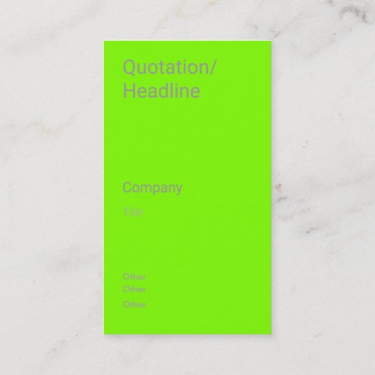 fluorescerend groen verticaal visitekaartje (Achterkant)