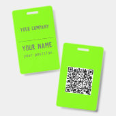 fluorescerend groen - vet lettertype - QR-code Badge (Voor- en achterkant)