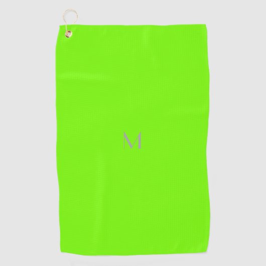 fluorescerend groen - voeg monogram toe golfhanddoek (Voorkant)