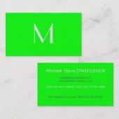 fluorescerend groen - voeg monogram toe visitekaartje (Voorkant / Achterkant)