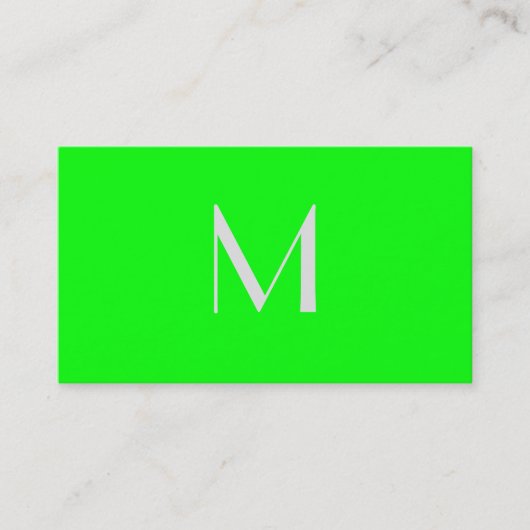 fluorescerend groen - voeg monogram toe visitekaartje (Voorkant)