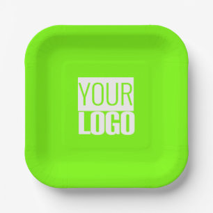fluorescerend groen - voeg uw logo toe papieren bordje