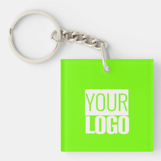 fluorescerend groen - voeg uw logo toe sleutelhanger (voorkant)
