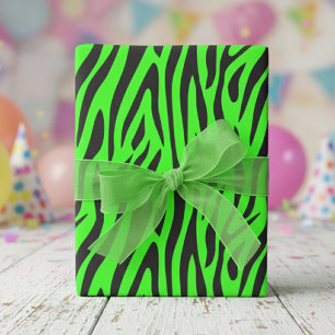 Fluorescerend groene kleine zebraprint cadeaupapier