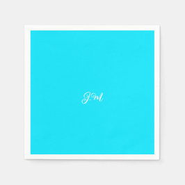 Fluorescerend neonblauw effen kleur initialen naam servet