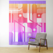 fluorescerend pastel geometrisch patroon wandtapij wandkleed (In situ)
